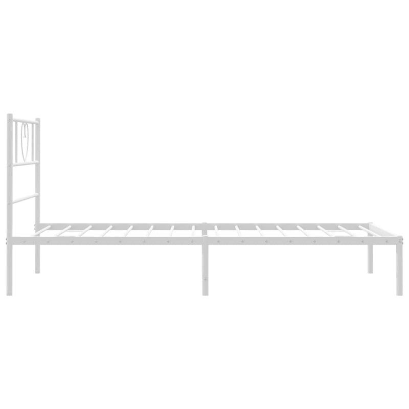 Metal Bed Frame with Headboard White 107x203 cm