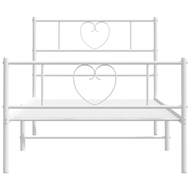 Metal Bed Frame with Headboard and Footboard White 107x203 cm