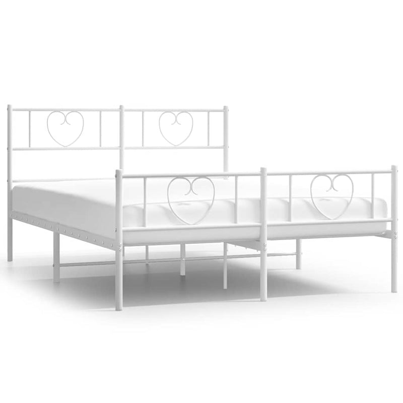 vidaXL Metal Bed Frame without Mattress with Footboard White 150x200 cm