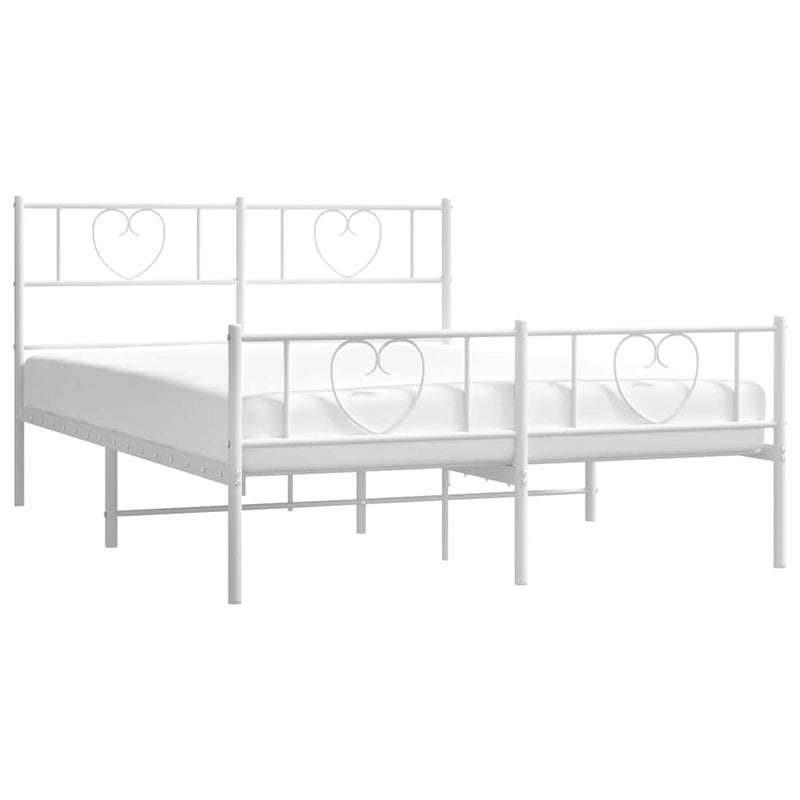 vidaXL Metal Bed Frame without Mattress with Footboard White 150x200 cm