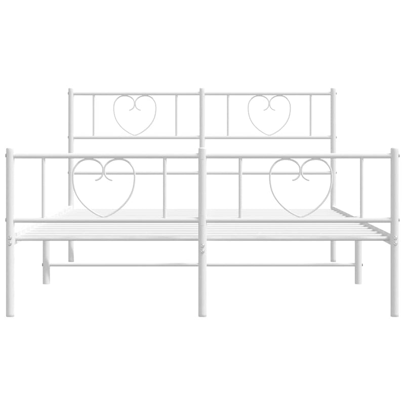 vidaXL Metal Bed Frame without Mattress with Footboard White 150x200 cm