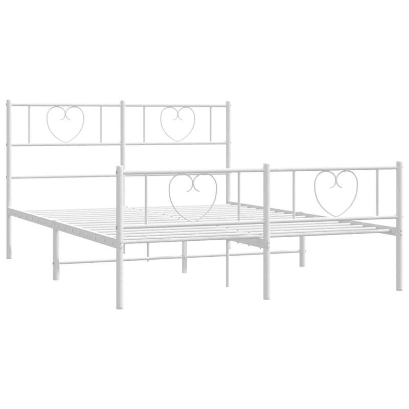vidaXL Metal Bed Frame without Mattress with Footboard White 150x200 cm