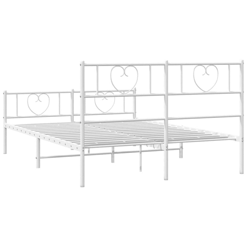 vidaXL Metal Bed Frame without Mattress with Footboard White 150x200 cm