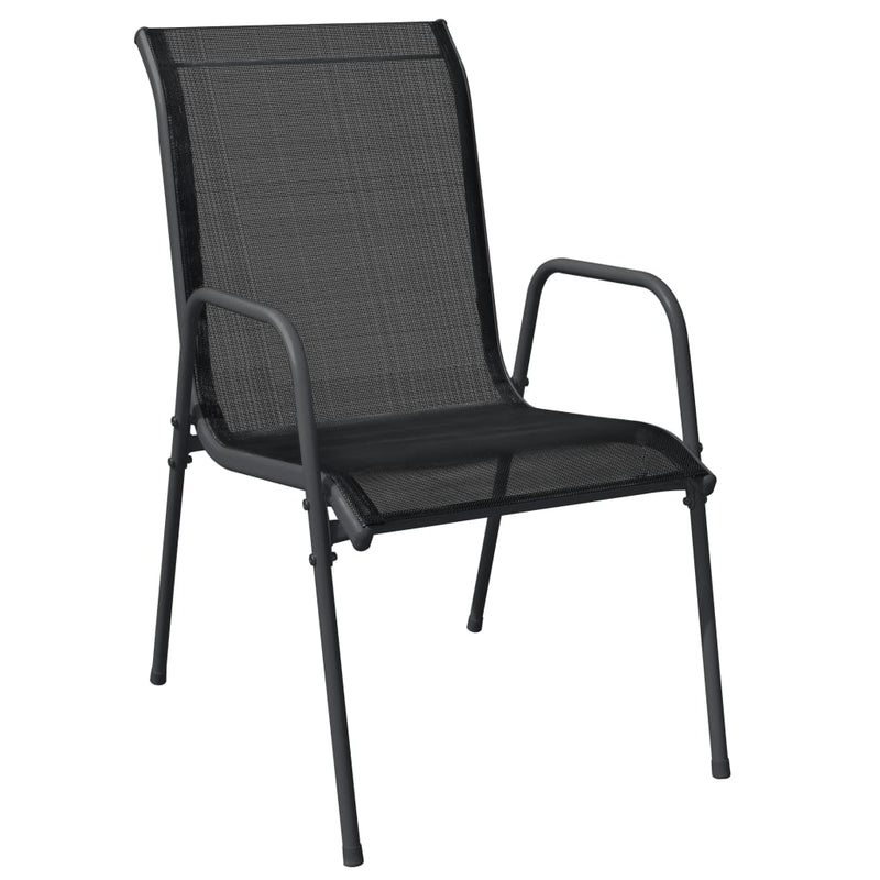 vidaXL 5 Piece Garden Dining Set Black Steel and Textilene