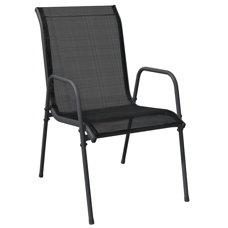 vidaXL 5 Piece Garden Dining Set Black Steel and Textilene