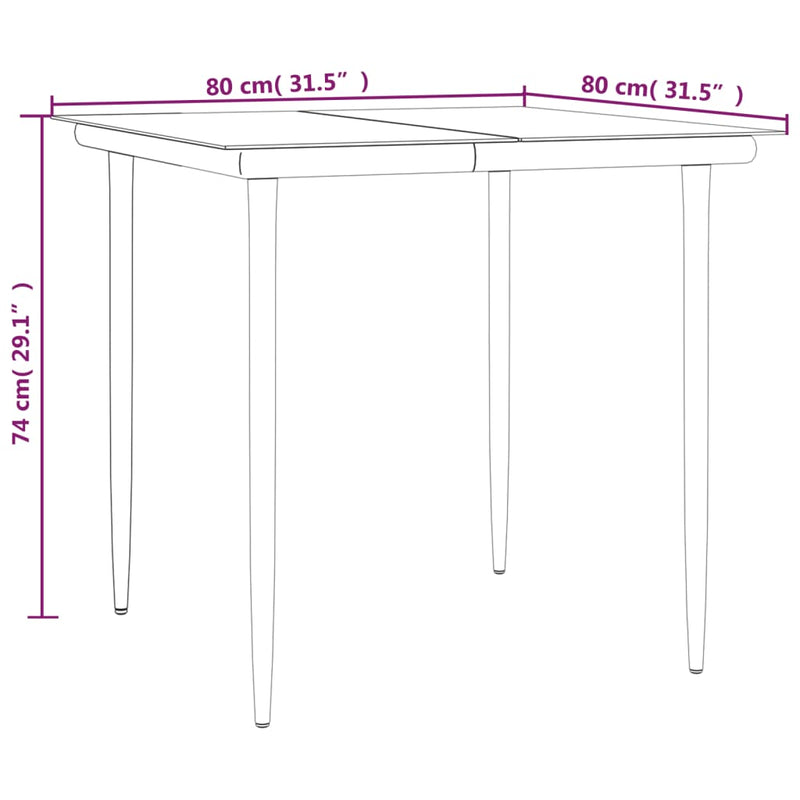 vidaXL 5 Piece Garden Dining Set Black Steel and Textilene