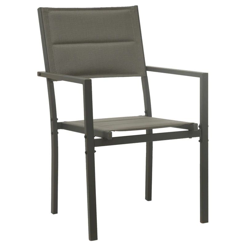 vidaXL 3 Piece Garden Dining Set Black Steel and Textilene