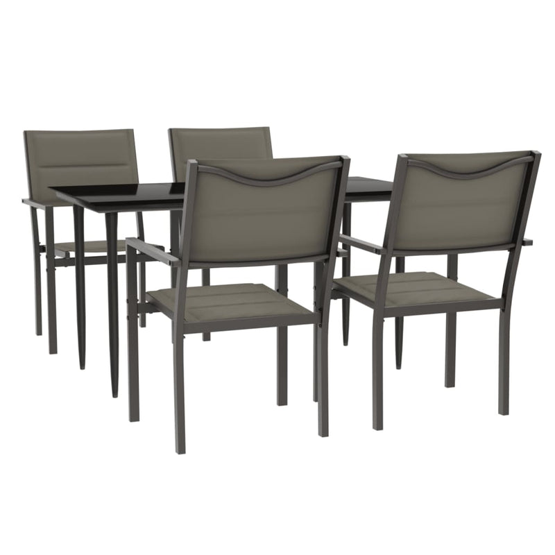 vidaXL 5 Piece Garden Dining Set Black Steel and Textilene
