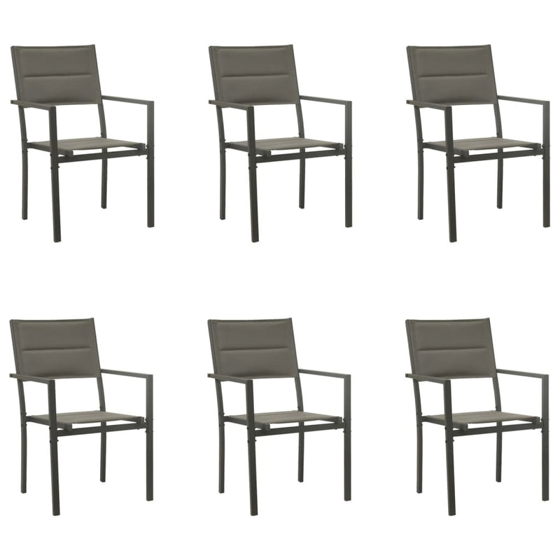 vidaXL 7 Piece Garden Dining Set Black Steel and Textilene