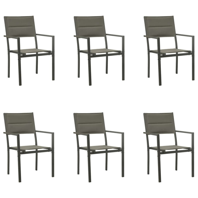 vidaXL 7 Piece Garden Dining Set Black Steel and Textilene