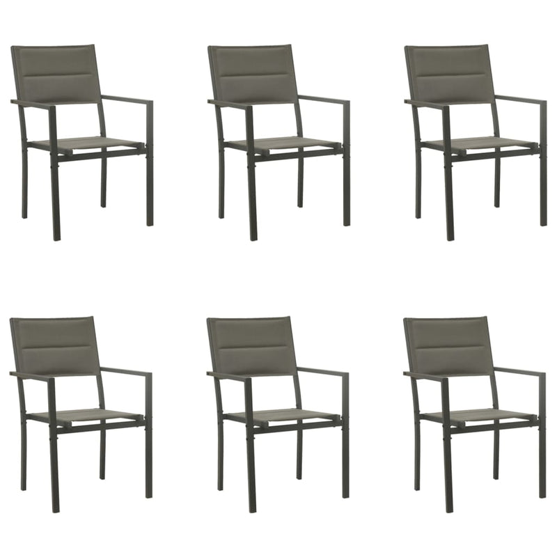 vidaXL 7 Piece Garden Dining Set Black Steel and Textilene