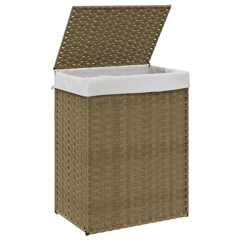 vidaXL Laundry Basket with Lid 46x33x60 cm Poly Rattan
