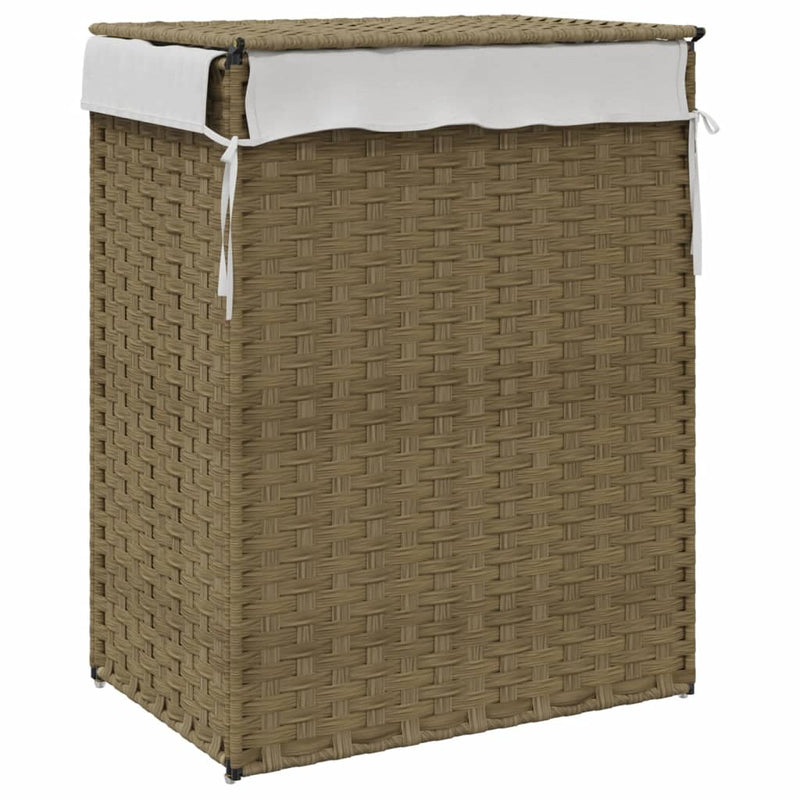vidaXL Laundry Basket with Lid 46x33x60 cm Poly Rattan
