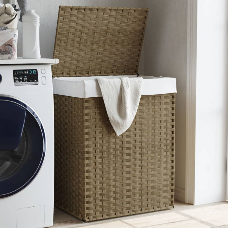 vidaXL Laundry Basket with Lid 46x33x60 cm Poly Rattan