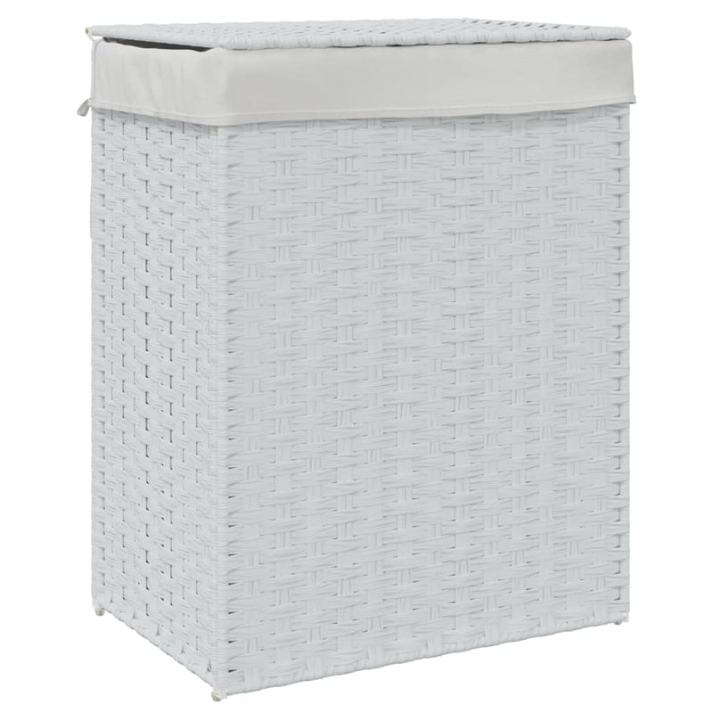 vidaXL Laundry Basket with Lid White 46x33x60 cm Poly Rattan