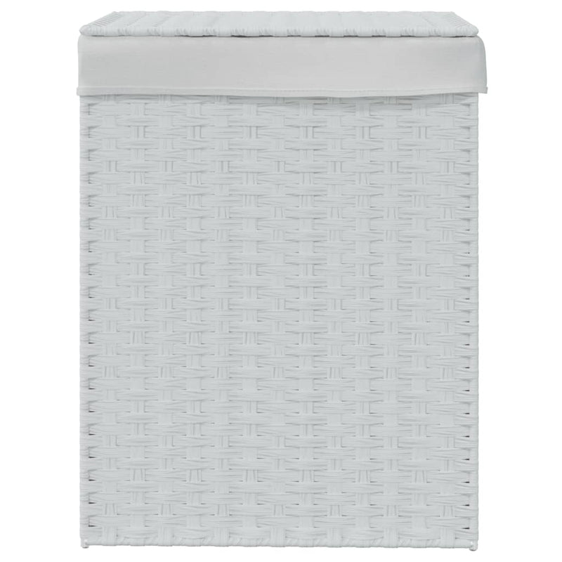 vidaXL Laundry Basket with Lid White 46x33x60 cm Poly Rattan