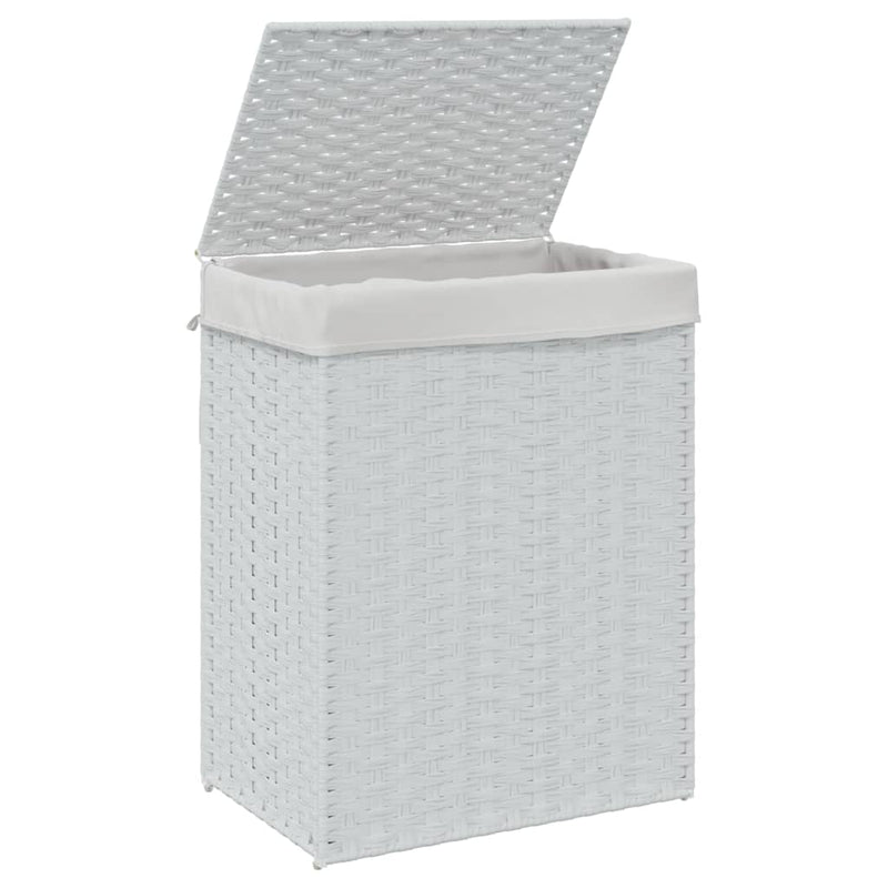 vidaXL Laundry Basket with Lid White 46x33x60 cm Poly Rattan