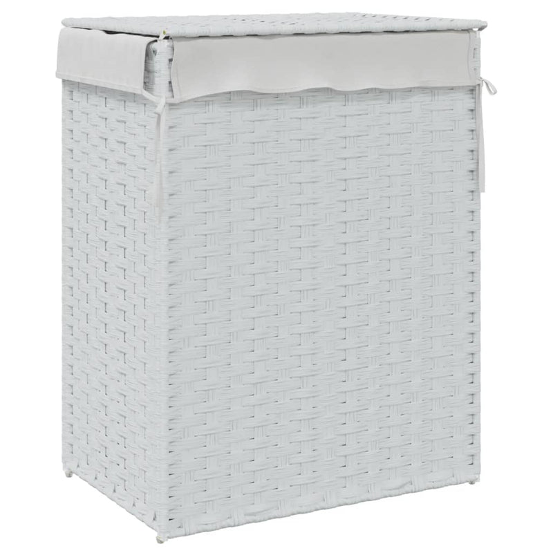 vidaXL Laundry Basket with Lid White 46x33x60 cm Poly Rattan