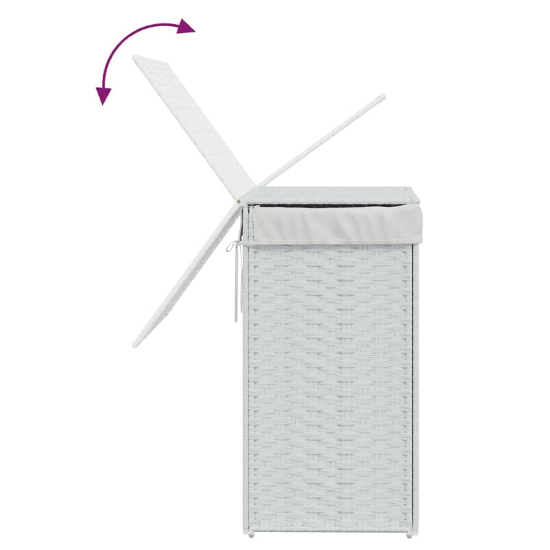 vidaXL Laundry Basket with Lid White 46x33x60 cm Poly Rattan