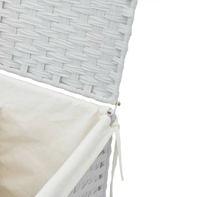 vidaXL Laundry Basket with Lid White 46x33x60 cm Poly Rattan