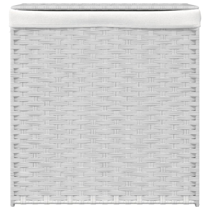 Laundry Basket with 2 Sections White 53x35x57 cm Poly Rattan