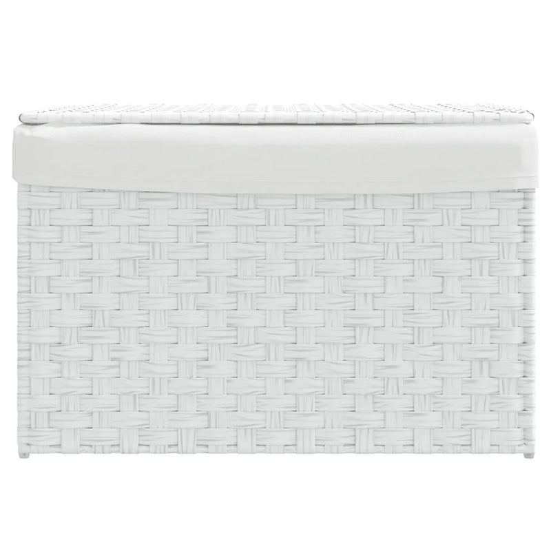 Laundry Basket with Lid White 55.5x35x34 cm Poly Rattan
