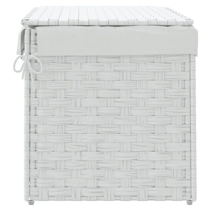 Laundry Basket with Lid White 55.5x35x34 cm Poly Rattan
