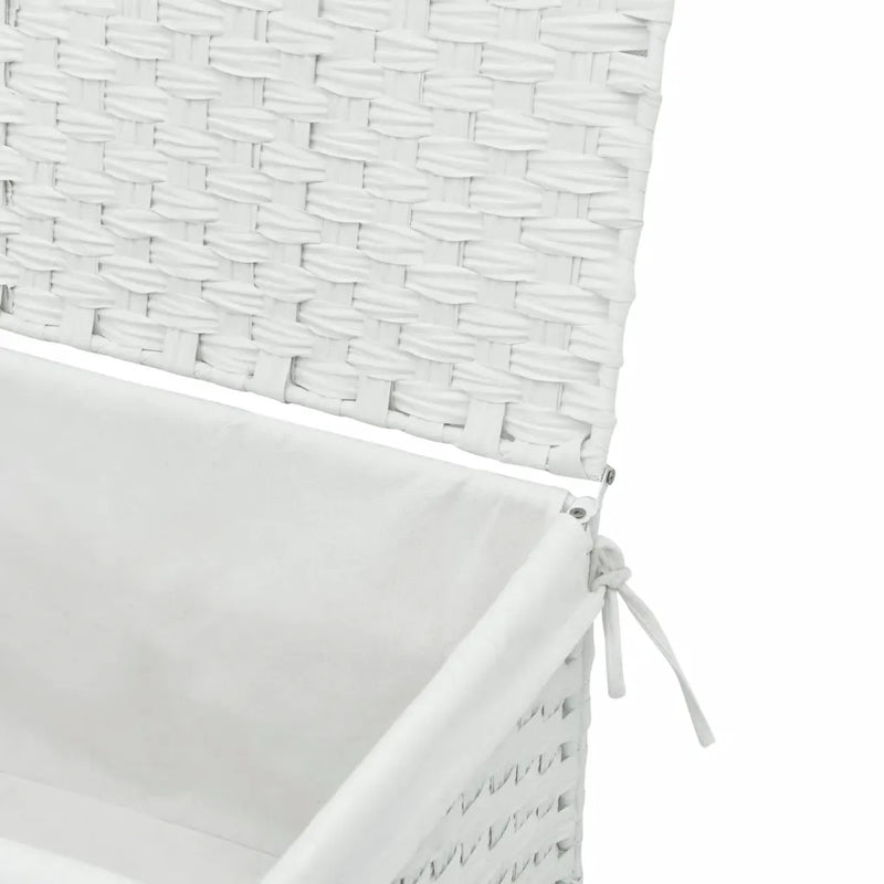 Laundry Basket with Lid White 55.5x35x34 cm Poly Rattan