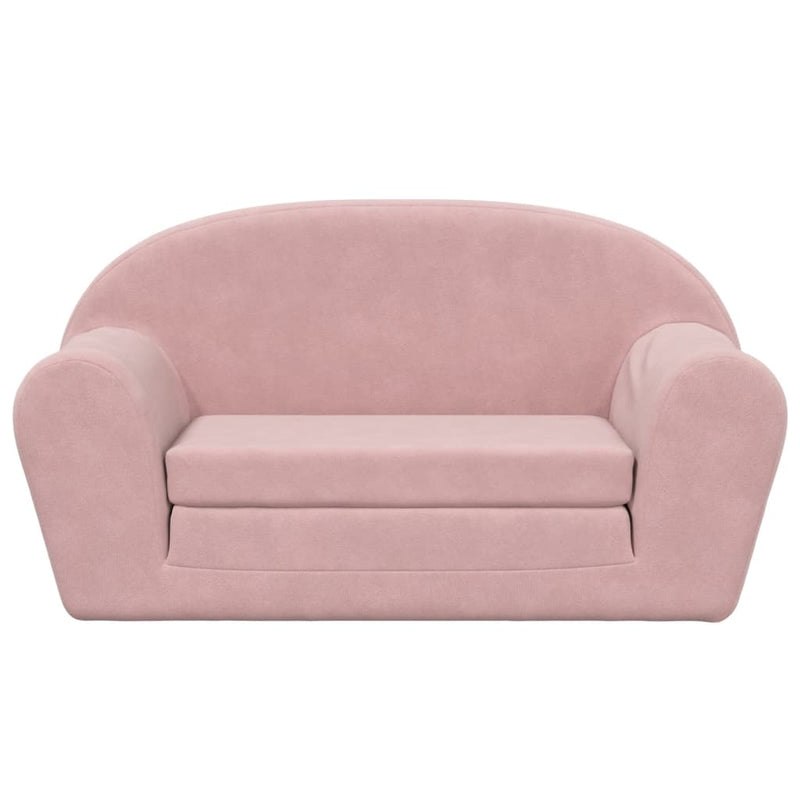 Kids' Sofa Bed 2-Seater Pink Soft Plush