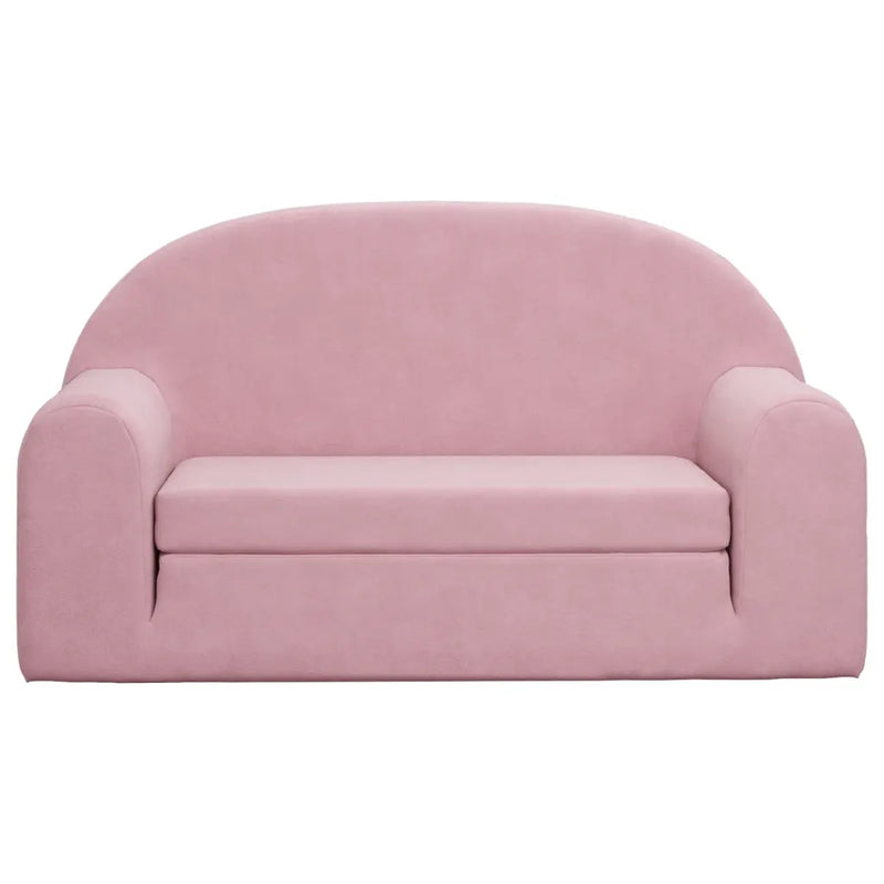 Kids' Sofa Bed 2-Seater Pink Soft Plush