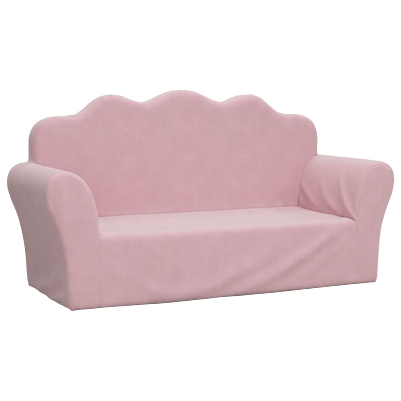 vidaXL Kids' Sofa 2-Seater Pink Soft Plush