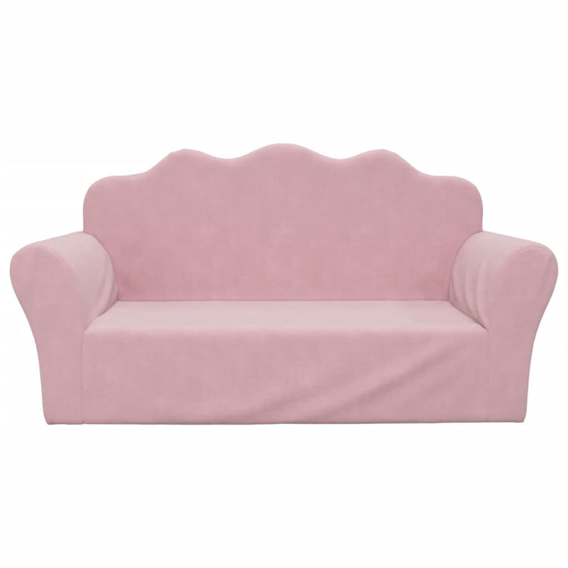 vidaXL Kids' Sofa 2-Seater Pink Soft Plush