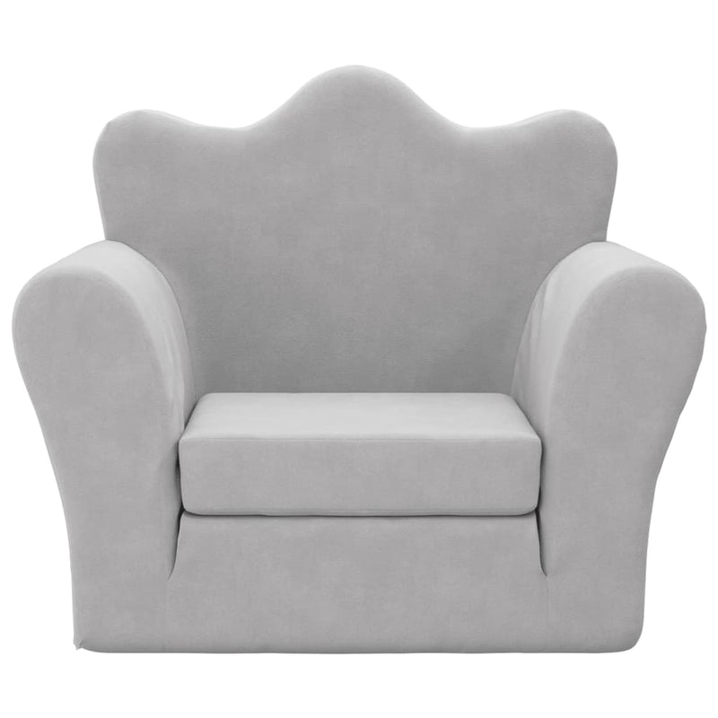 vidaXL Kids' Sofa Bed Light Grey Soft Plush