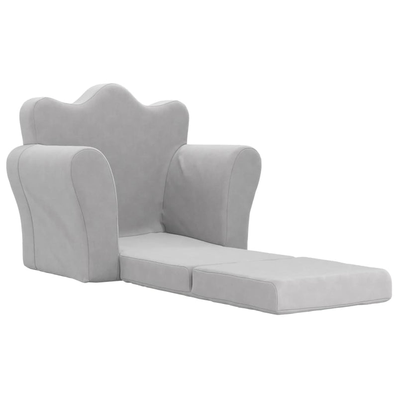 vidaXL Kids' Sofa Bed Light Grey Soft Plush