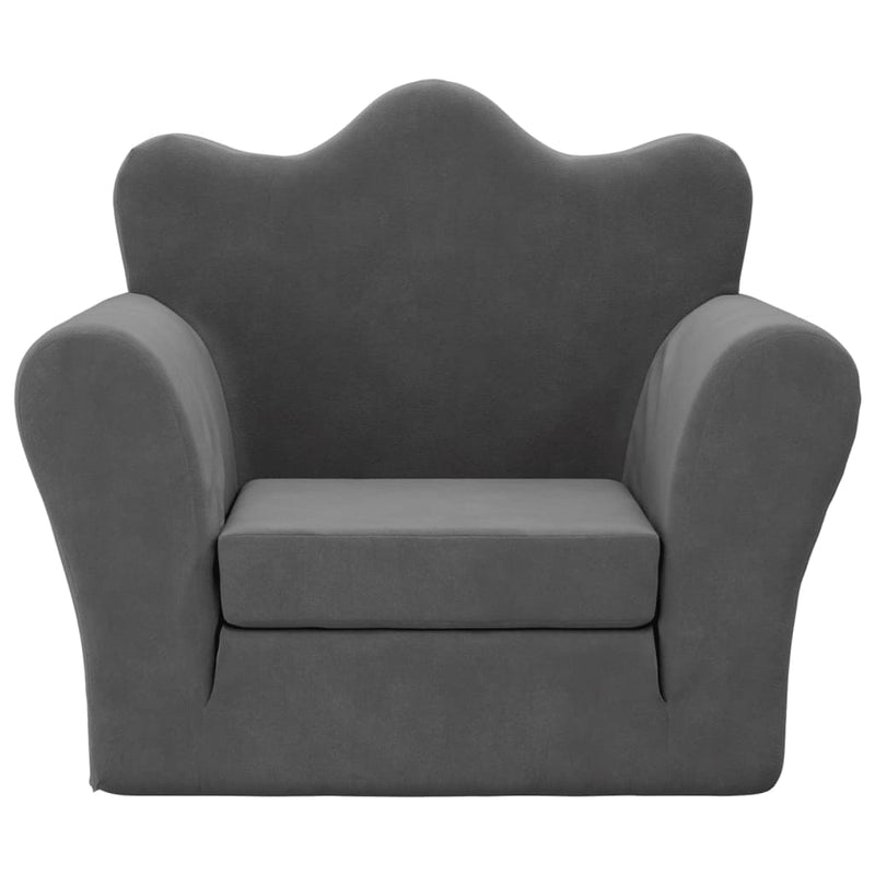 vidaXL Kids' Sofa Bed Anthracite Soft Plush