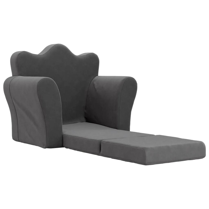 vidaXL Kids' Sofa Bed Anthracite Soft Plush