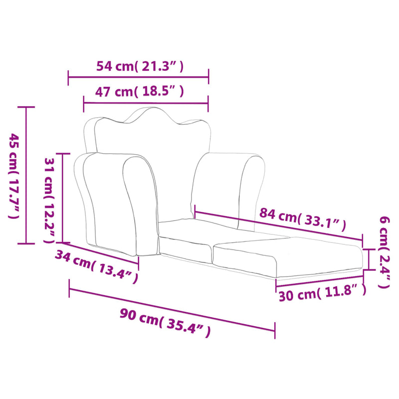 vidaXL Kids' Sofa Bed Anthracite Soft Plush