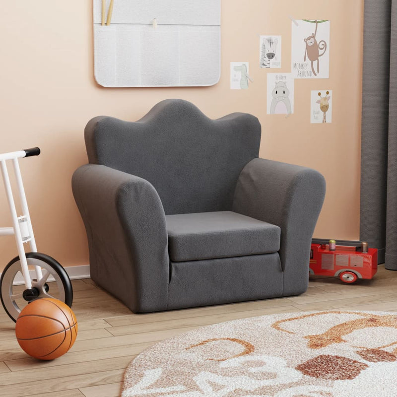 vidaXL Kids' Sofa Bed Anthracite Soft Plush