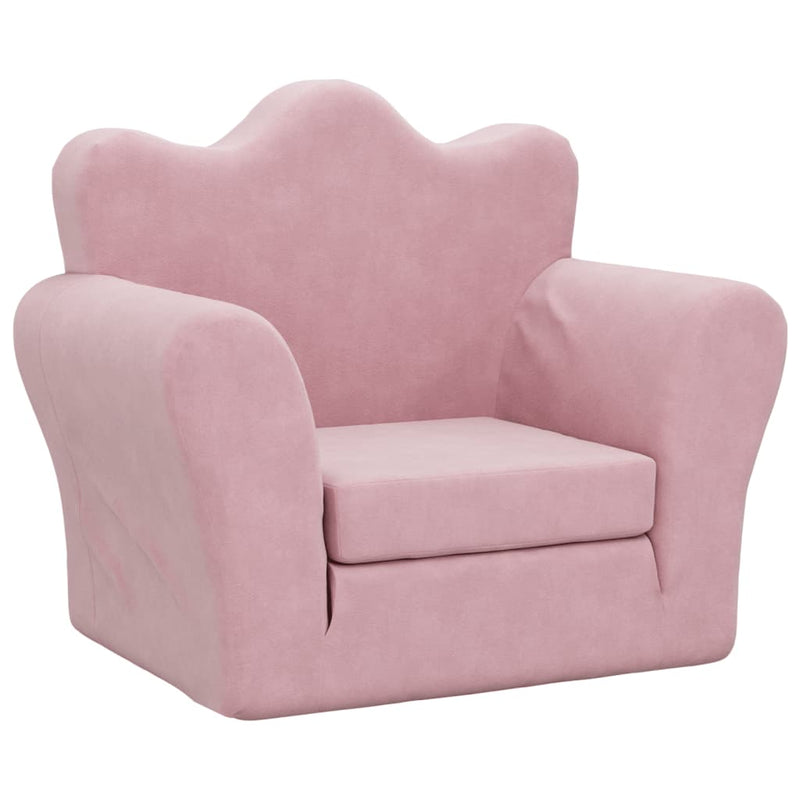 vidaXL Kids' Sofa Bed Pink Soft Plush