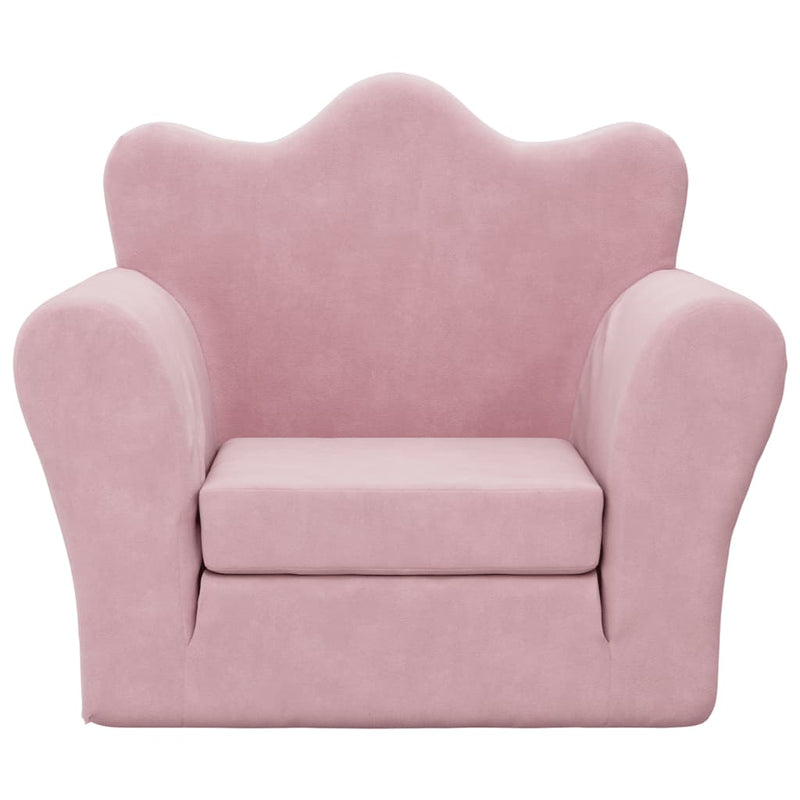 vidaXL Kids' Sofa Bed Pink Soft Plush