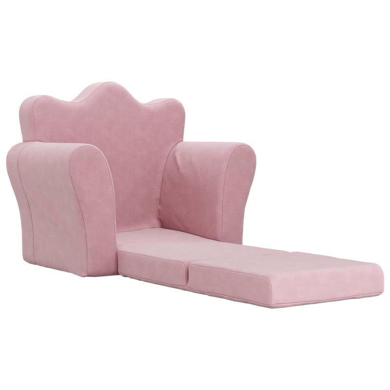 vidaXL Kids' Sofa Bed Pink Soft Plush