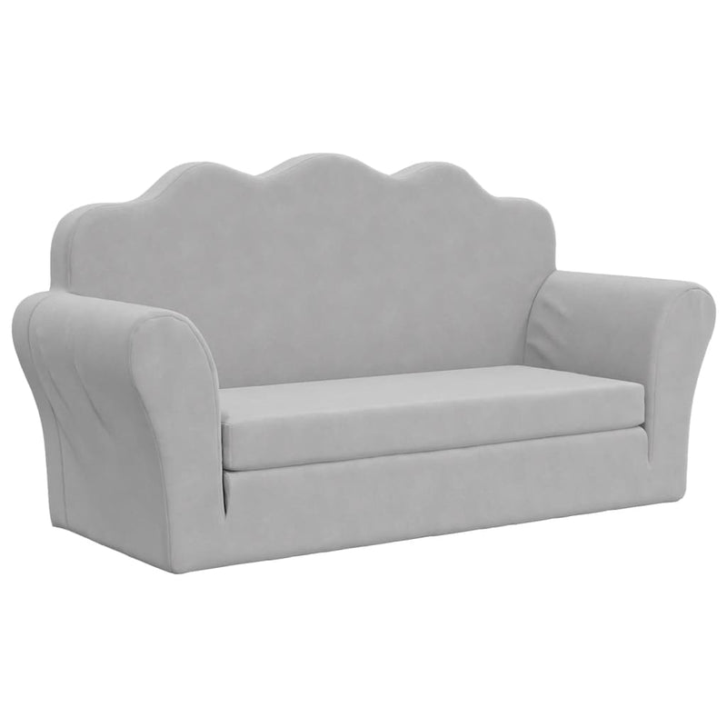 vidaXL Kids' Sofa Bed 2-Seater Light Grey Soft Plush