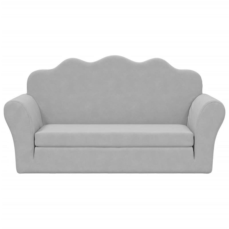 vidaXL Kids' Sofa Bed 2-Seater Light Grey Soft Plush