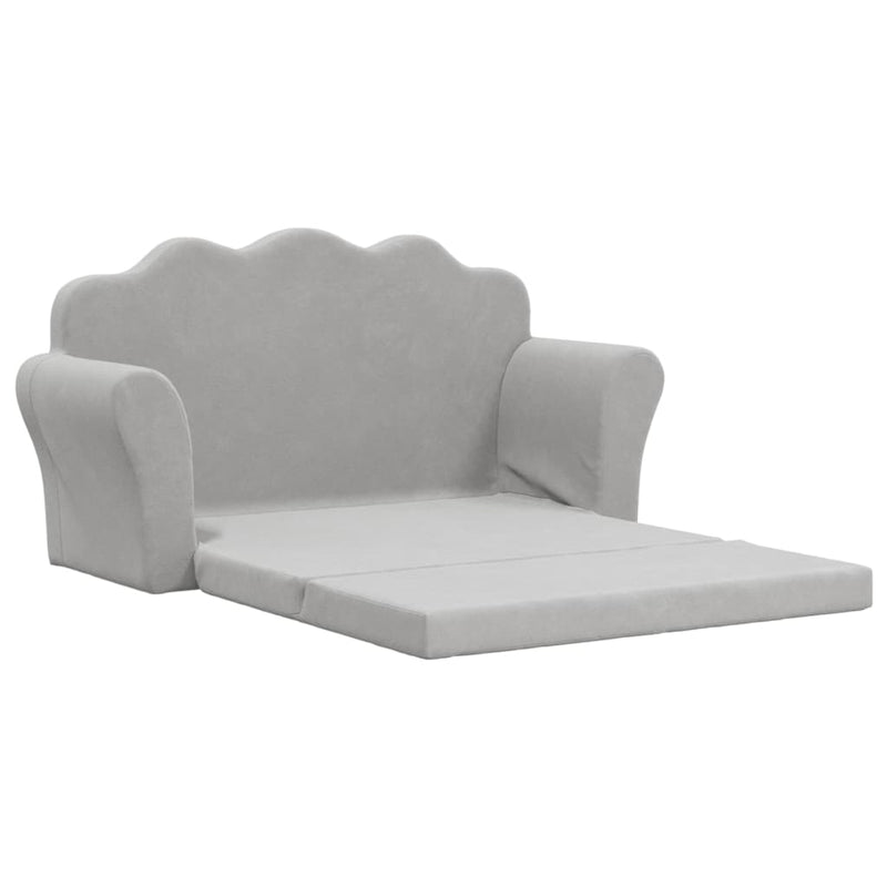 vidaXL Kids' Sofa Bed 2-Seater Light Grey Soft Plush