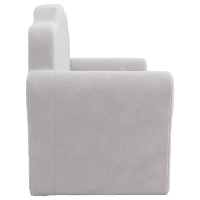 vidaXL Kids' Sofa Bed 2-Seater Light Grey Soft Plush