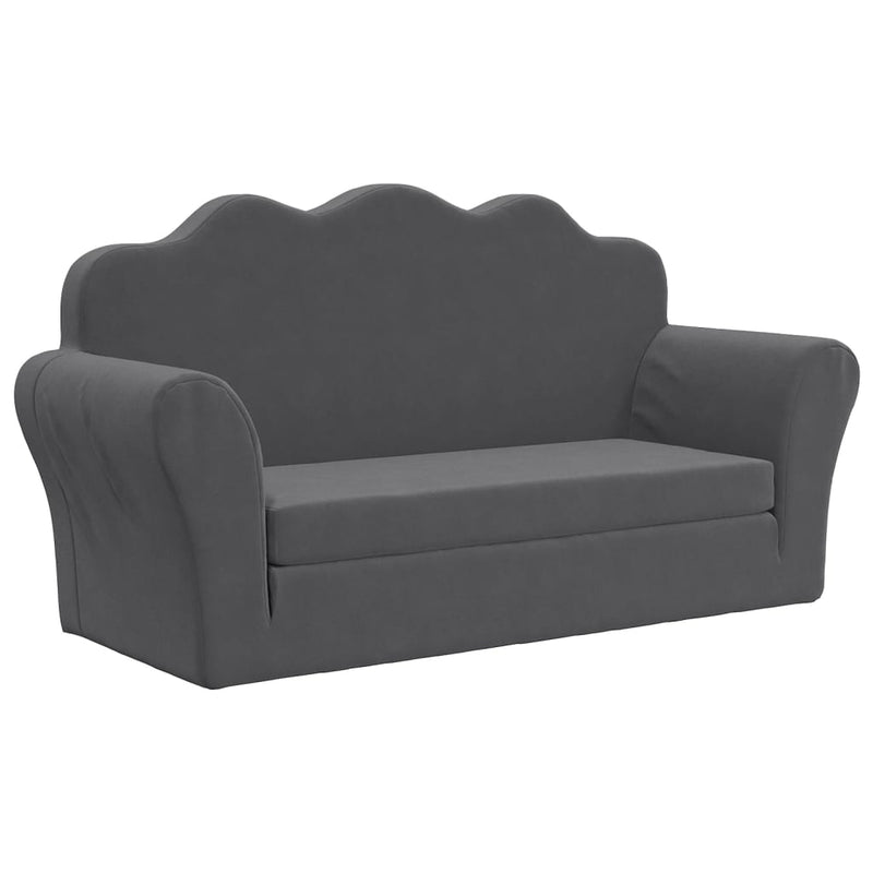 vidaXL Kids' Sofa Bed 2-Seater Anthracite Soft Plush