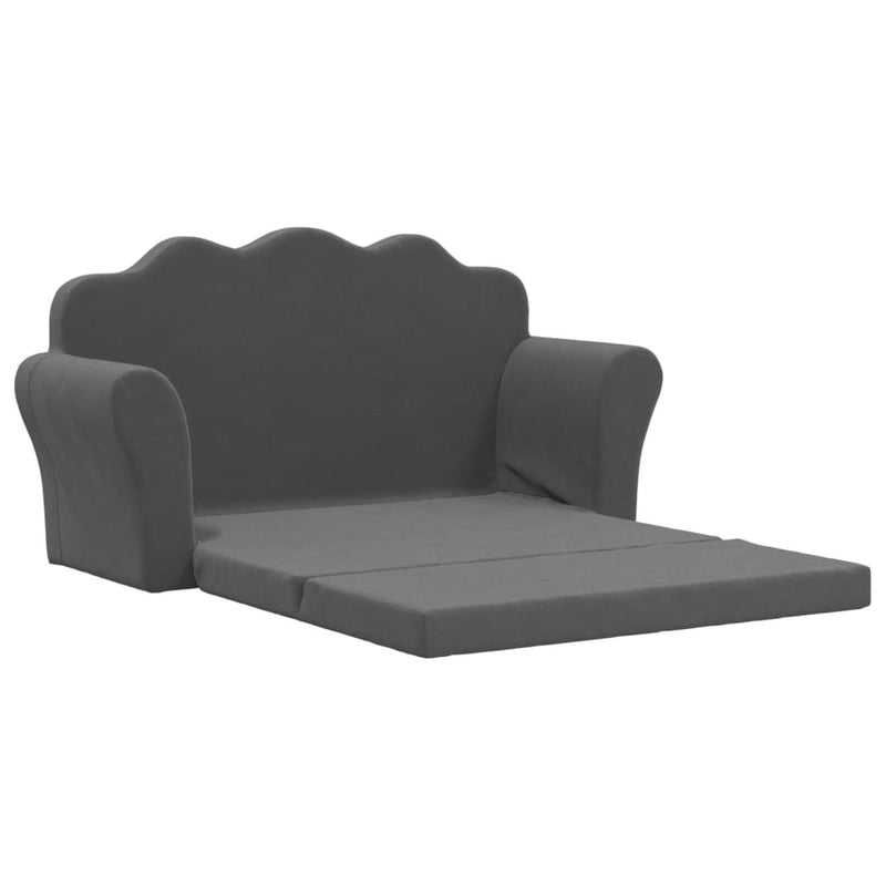 vidaXL Kids' Sofa Bed 2-Seater Anthracite Soft Plush