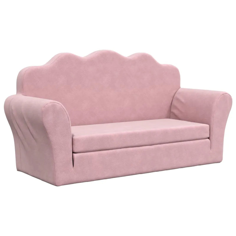 Kids'Sofa Bed 2-Seater Pink Soft Plush