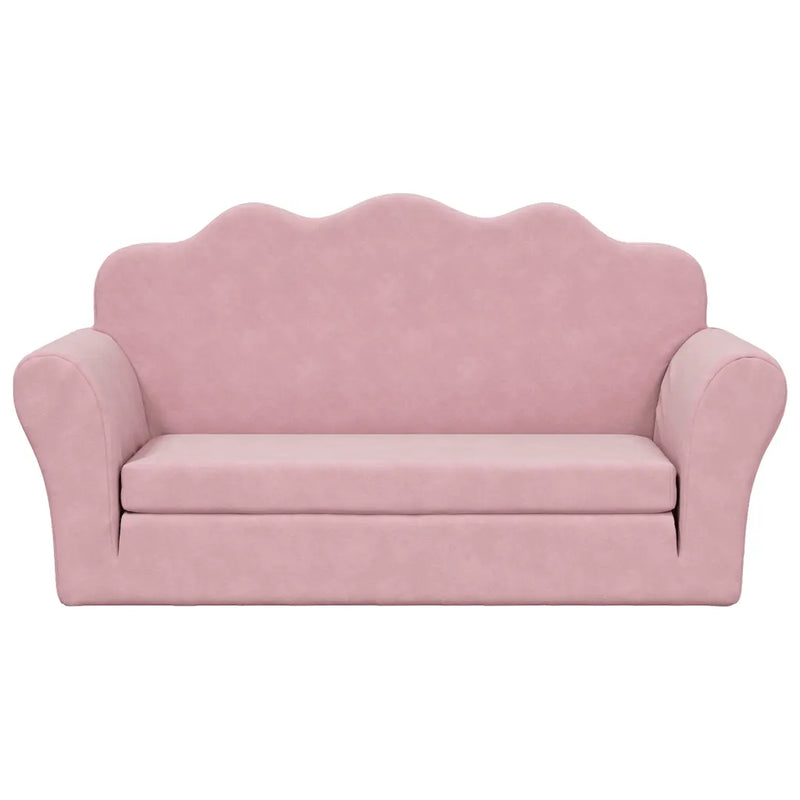 Kids'Sofa Bed 2-Seater Pink Soft Plush