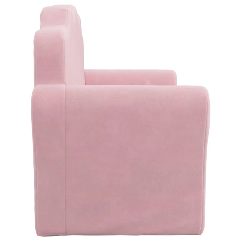 Kids'Sofa Bed 2-Seater Pink Soft Plush